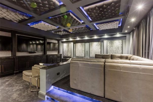 Interior, Living room, Recessed Lighting, Theatre Room