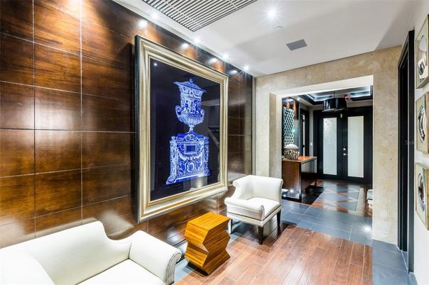 Elevator, Interior, Recessed Lighting, Wood Texture Flooring, Wooden Walls