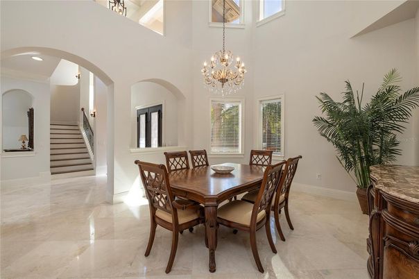 Chandelier, Dining room, Interior, Recessed Lighting