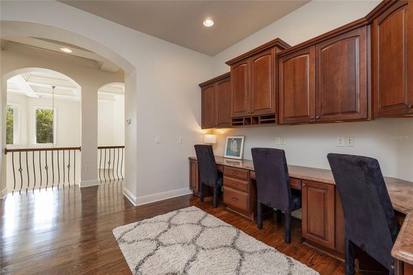 Home Office, Interior, Recessed Lighting, Wood Texture Flooring