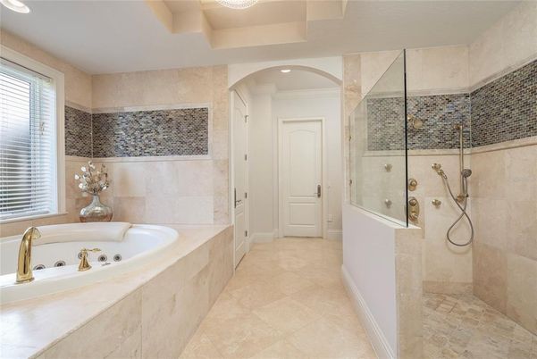 Bathroom, Glass Shower, Interior, Recessed Lighting