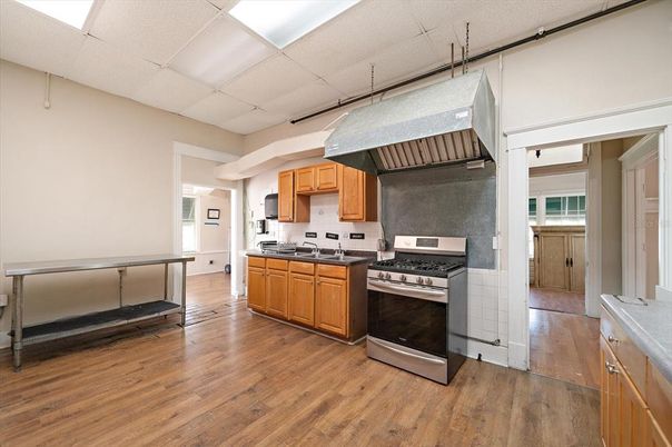 Interior, Kitchen, Stainless Steel Appliances, Wood Texture Flooring