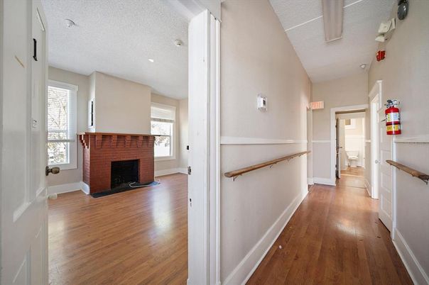 Fireplace, Interior, Recessed Lighting, Wood Texture Flooring