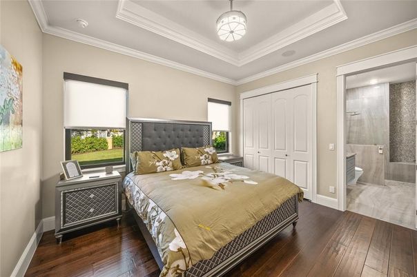 Bathroom, Bedroom, Interior, Pendant Lights, Wood Texture Flooring