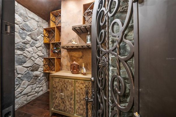 Interior, Stone Walls, Wine Storage, Wood Texture Flooring
