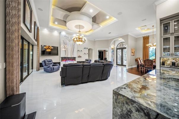 Chandelier, Dining room, Interior, Living room, Recessed Lighting