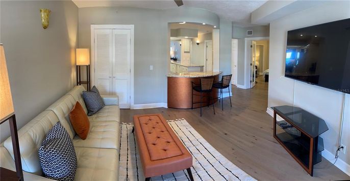 Interior, Living room, Recessed Lighting, Wood Texture Flooring