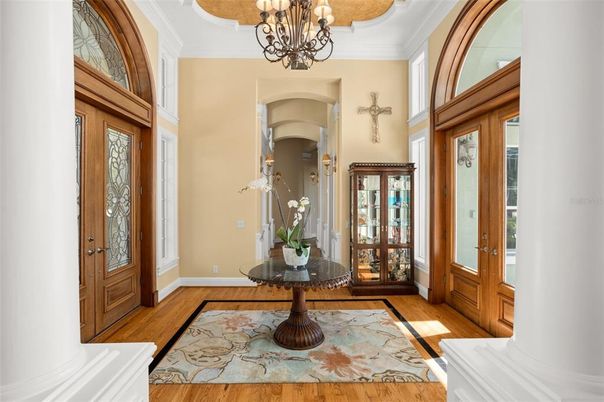 Chandelier, Interior, Wood Texture Flooring