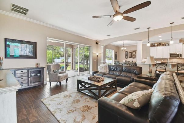 Chandelier, Dining room, Interior, Kitchen, Living room, Pendant Lights, Wood Texture Flooring