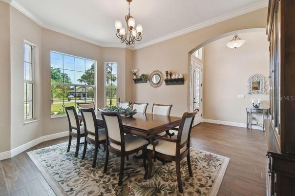 Chandelier, Dining room, Interior, Wood Texture Flooring