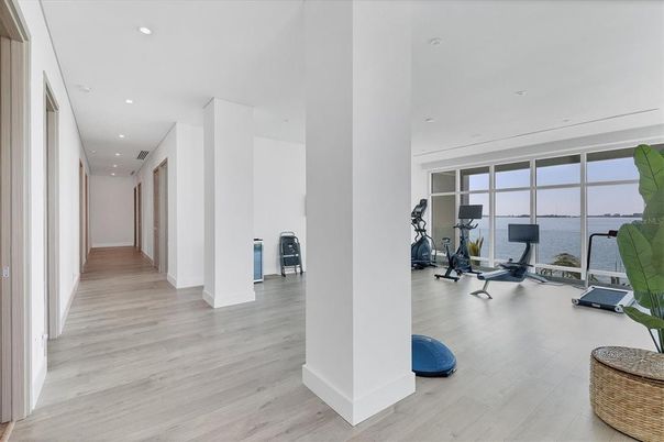 Fitness Equipment, Interior, Recessed Lighting, Wood Texture Flooring