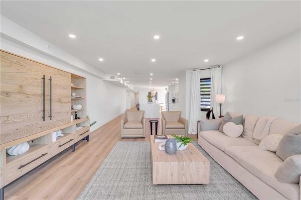 Interior, Living room, Recessed Lighting, Wood Texture Flooring