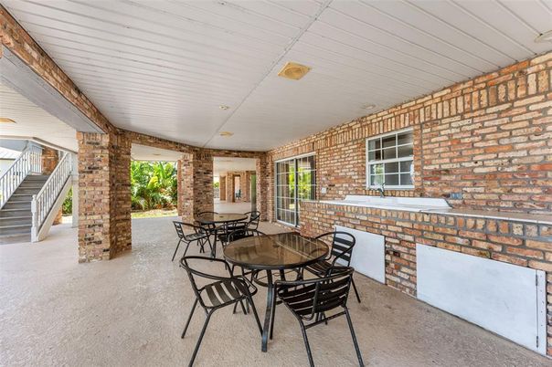 Dining room, Interior, Recessed Lighting, Stone Walls