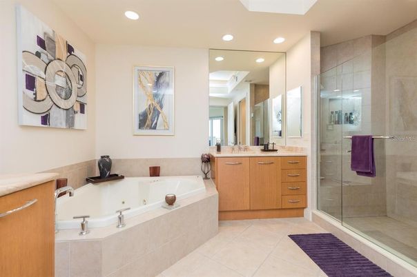 Bathroom, Dual Sink Vanities, Glass Shower, Interior, Recessed Lighting