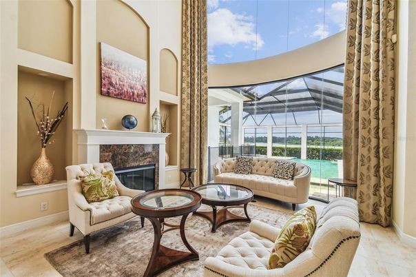 Fireplace, Glass Ceilings, Interior, Living room, Sun Room