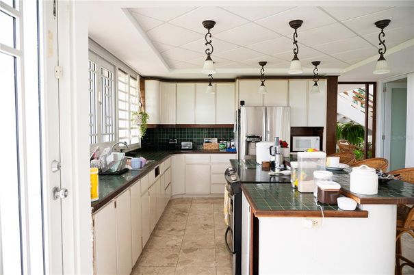 Interior, Kitchen, Pendant Lights, Stainless Steel Appliances, Tile Countertops