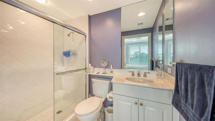 Bathroom, Glass Shower, Interior, Recessed Lighting