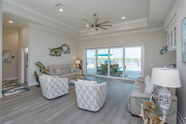 Interior, Living room, Recessed Lighting, Wood Texture Flooring