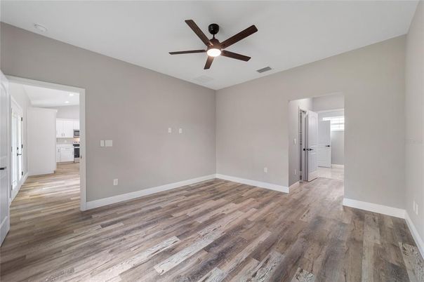 Empty room, Interior, Recessed Lighting, Wood Texture Flooring