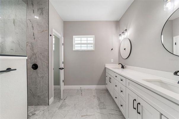 Bathroom, Dual Sink Vanities, Interior, Marble, Marble Walls