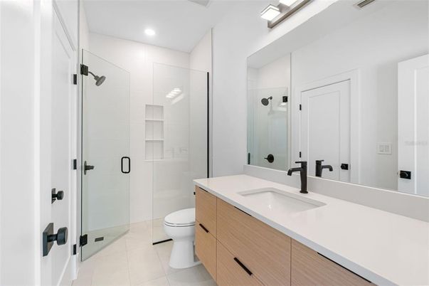 Bathroom, Glass Shower, Interior, Recessed Lighting