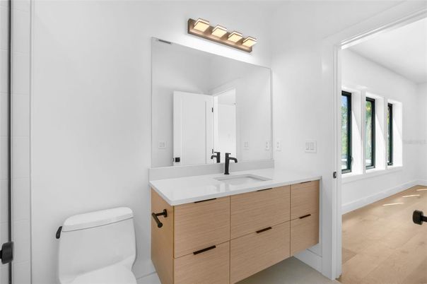 Bathroom, Dual Sink Vanities, Interior, Wood Texture Flooring