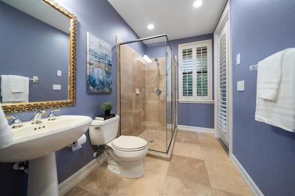 Bathroom, Glass Shower, Interior, Recessed Lighting