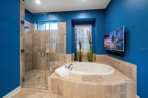 Bathroom, Glass Shower, Interior, Recessed Lighting