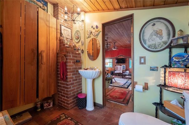 Interior, Stone Walls, Wooden Ceilings