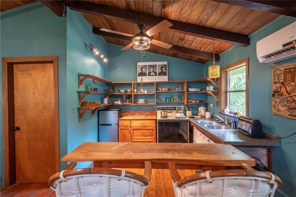 Interior, Kitchen, Pendant Lights, Wooden Beams, Wooden Ceilings, Wood Texture Flooring
