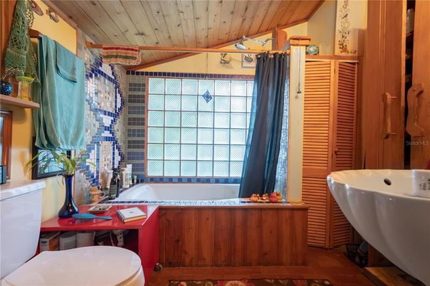 Bathroom, Free Standing Baths, Interior, Wooden Ceilings