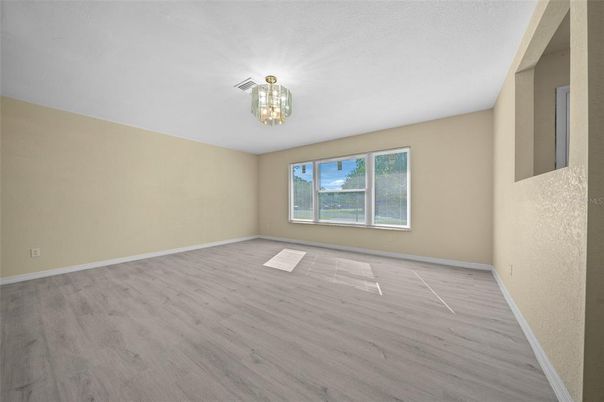 Chandelier, Empty room, Interior, Wood Texture Flooring