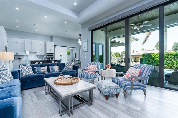 Interior, Kitchen, Living room, Pendant Lights, Recessed Lighting, Stainless Steel Appliances, Wood Texture Flooring