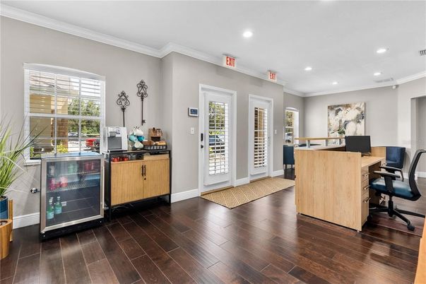 Home Office, Interior, Recessed Lighting, Wood Texture Flooring