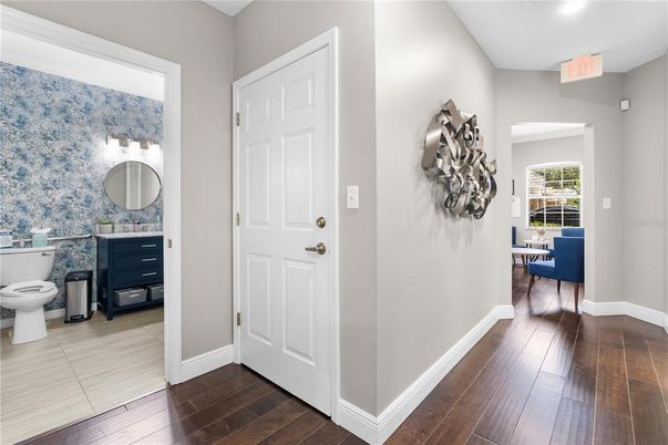 Bathroom, Interior, Recessed Lighting, Wood Texture Flooring