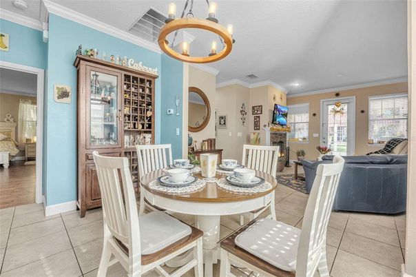 Dining room, Fireplace, Interior, Living room, Pendant Lights, Recessed Lighting