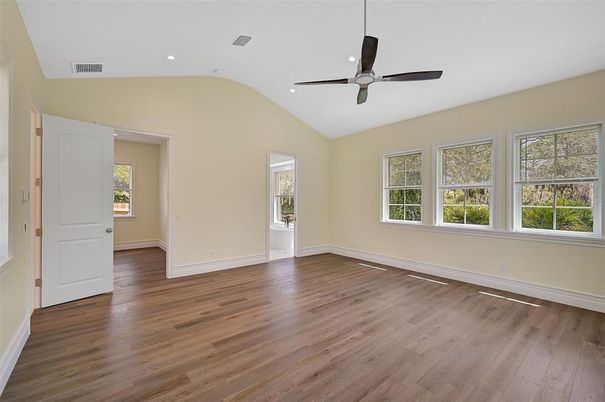 Empty room, Interior, Recessed Lighting, Wood Texture Flooring