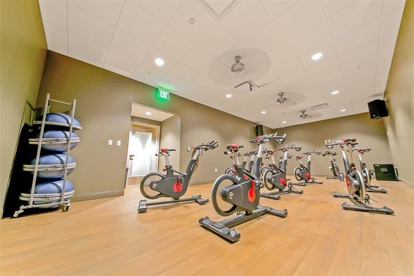 Fitness Equipment, Interior, Recessed Lighting, Wood Texture Flooring