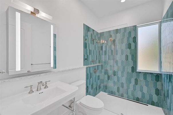 Bathroom, Glass Shower, Interior, Recessed Lighting