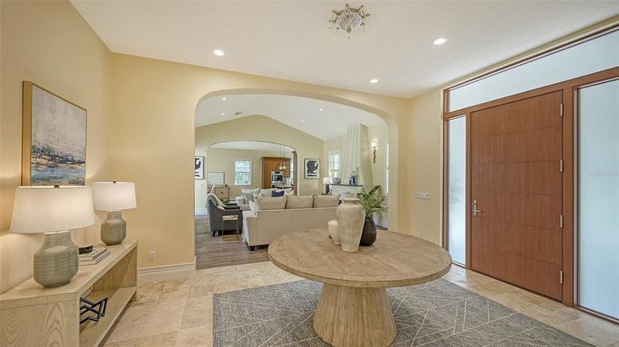 Interior, Living room, Recessed Lighting, Wood Texture Flooring