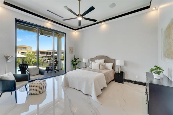 Bedroom, Interior, Marble, Recessed Lighting