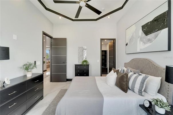 Bedroom, Interior, Marble, Recessed Lighting