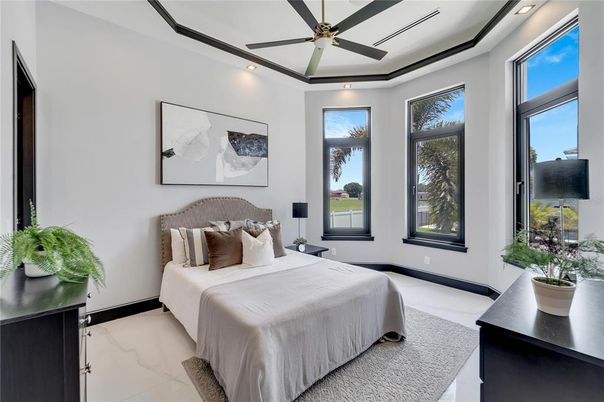 Bedroom, Interior, Marble, Recessed Lighting