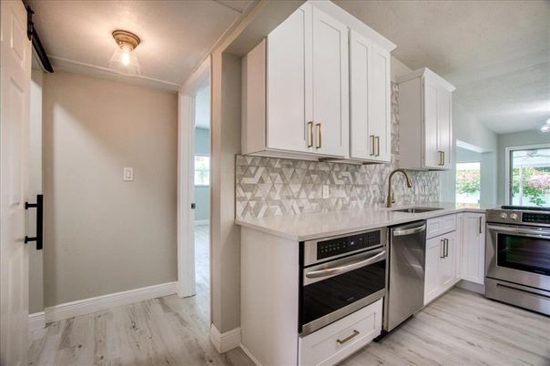 Interior, Kitchen, Stainless Steel Appliances, Wood Texture Flooring