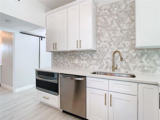 Interior, Kitchen, Stainless Steel Appliances, Wood Texture Flooring