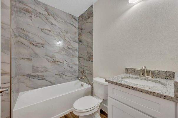 Bathroom, Interior, Marble Walls, Wood Texture Flooring