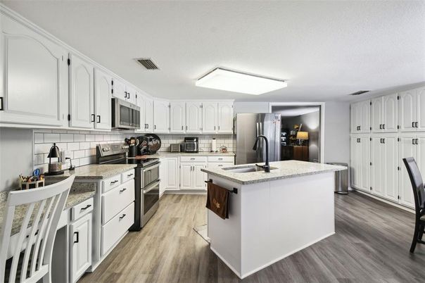 Interior, Kitchen, Stainless Steel Appliances, Wood Texture Flooring