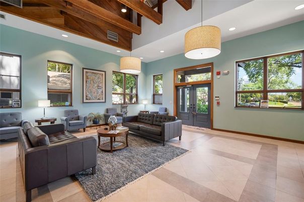 Interior, Living room, Pendant Lights, Recessed Lighting, Wooden Beams