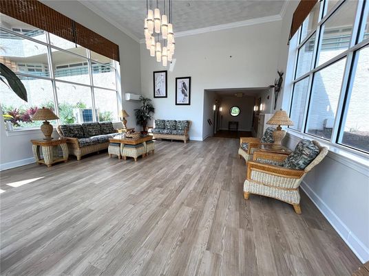 Interior, Living room, Pendant Lights, Wood Texture Flooring