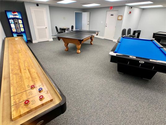 Billiard Table, Game Room, Interior, Recessed Lighting